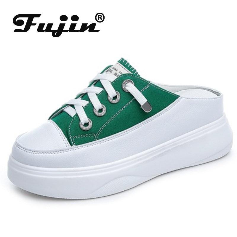 

Fujin/6 см джинсовые кроссовки на танкетке на массивной платформе, новые повседневные удобные брендовые дышащие летние женские тапочки, обувь на шнуровке 33 чёрный