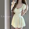 Women's One-piece Dress Girl, Small Fresh Temperament, Waist and Thin Beach Hot Spring Vacation Swimsuit Woman