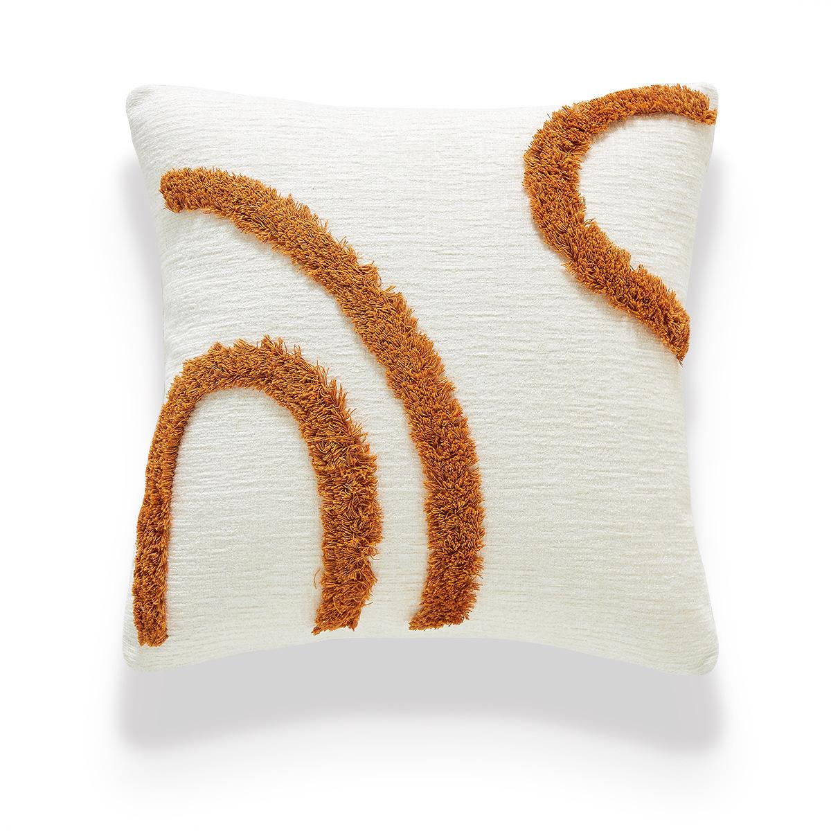 45x45CM Bruine Vintage Scandinavische Sierkussenhoes Crème Lichte Luxe Bankkussen Taillehoes Eenvoudige Decoratieve Kussenhoes 45x45cm