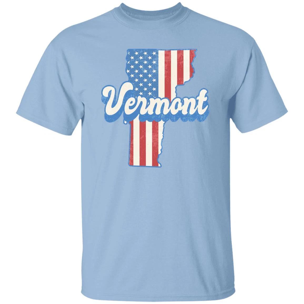 Vermont US flag Unisex T-Shirt American patriotic VT state tee White Ash Blue L