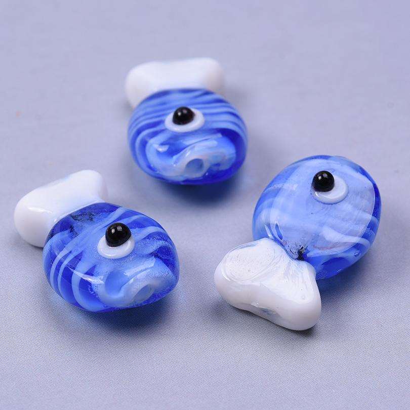 12pcs/Lot Mixed Patterned Stripe Fish Beads For Jewelry Making Supplies Cute Animal Glass Spacer Bead Handmade Bracelets Anklets