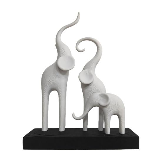 3D Printed Elephant Family Statue Figurine, Mom Dad and Baby Animal Art Sculpture, Elephant Decorations for Living Room Bookshelf Cabinet A