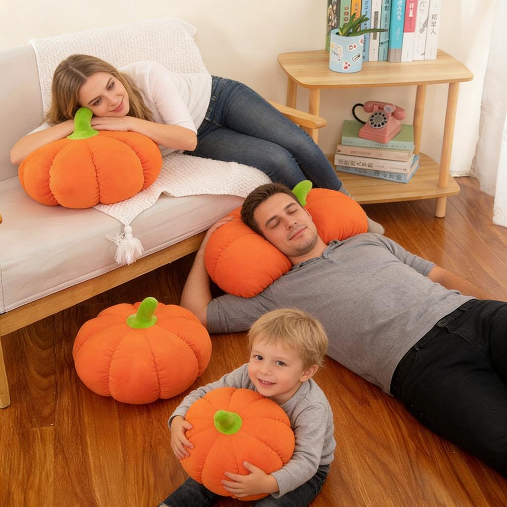 Soft Plush Pumpkin Pillow - Halloween Decorative Cushion, Stuffed Toy for Home & Car, Cute Gift for Kids & Adults