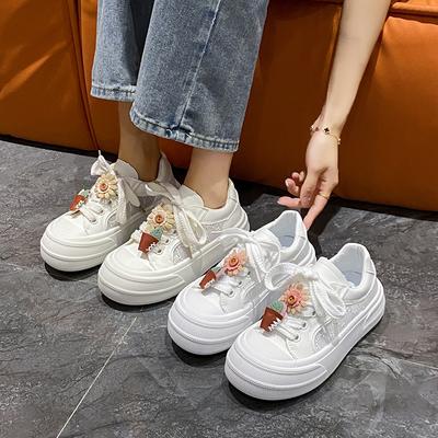 Petites Chaussures Blanches Enfants Été Nouveau Ins Écolières Décontractées Lacets Polyvalentes Chaussures de Skate