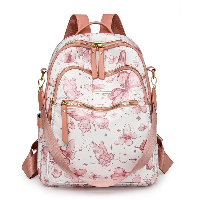 

Рюкзак женский с принтом маленький рюкзак большой вместимости дорожная сумка для активного отдыха розовый