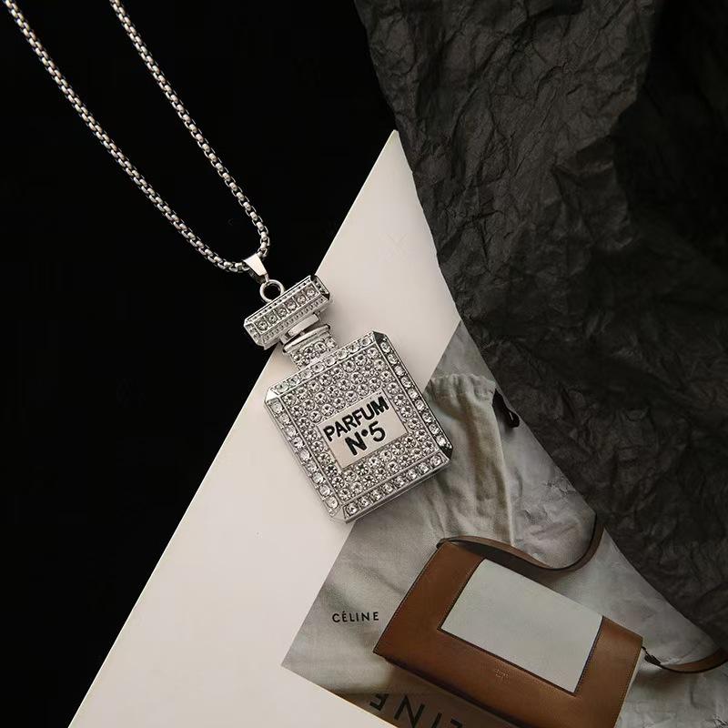 Perfume Bottle Women's Trendy Fashion Versatile Sweater Chain Accessories Necklace Pendant
