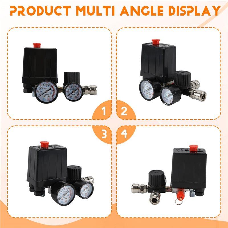A84E-3000L/Min Air Pump Control Valve 0-180 PSI Gauge 220V/380V Regulator Duty Air Compressor Pump Pressure Control Switch