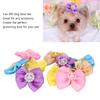 20pcs Soft Fabric Dog Hair Bows Assorted Colors Small Size Puppy Hair Rubber Bands Bow Knot Shape Elastic Rubber Band