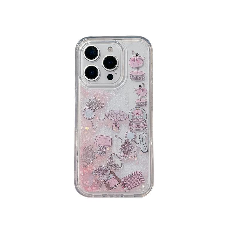 

Princess Makeup Bag & Quicksand iPhone 16 Pro Max Case - Cute Apple 15-17 Accessories iPhone 17 Pro