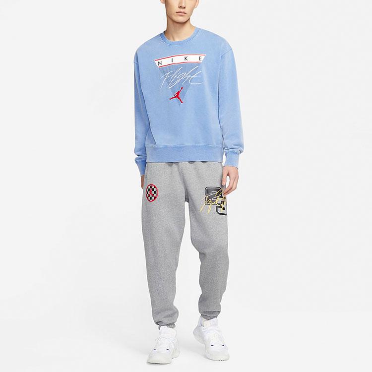Jordan Flight Casual Sports Printed Crew Neck Sweatshirt Men Tops Signal-Blue CZ6096-403