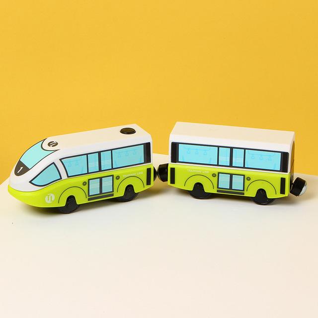 Wooden Tracks Magnetic Rail Car Toys for Children Electric Rc Cars with Light and Sound Magnetic Train Toys for Children Gift