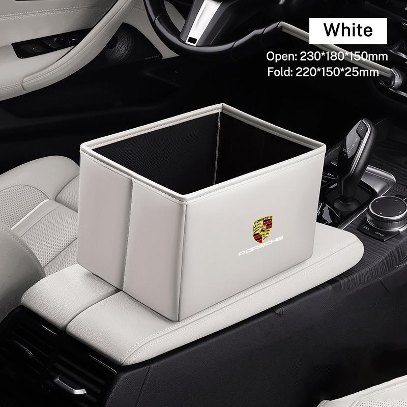

Leather Car Folding Trash Can Interior Storage Bag Accessory For Porsche Cayenne Panamera Macan 911 718 Boxster Cayman 918 Pajun