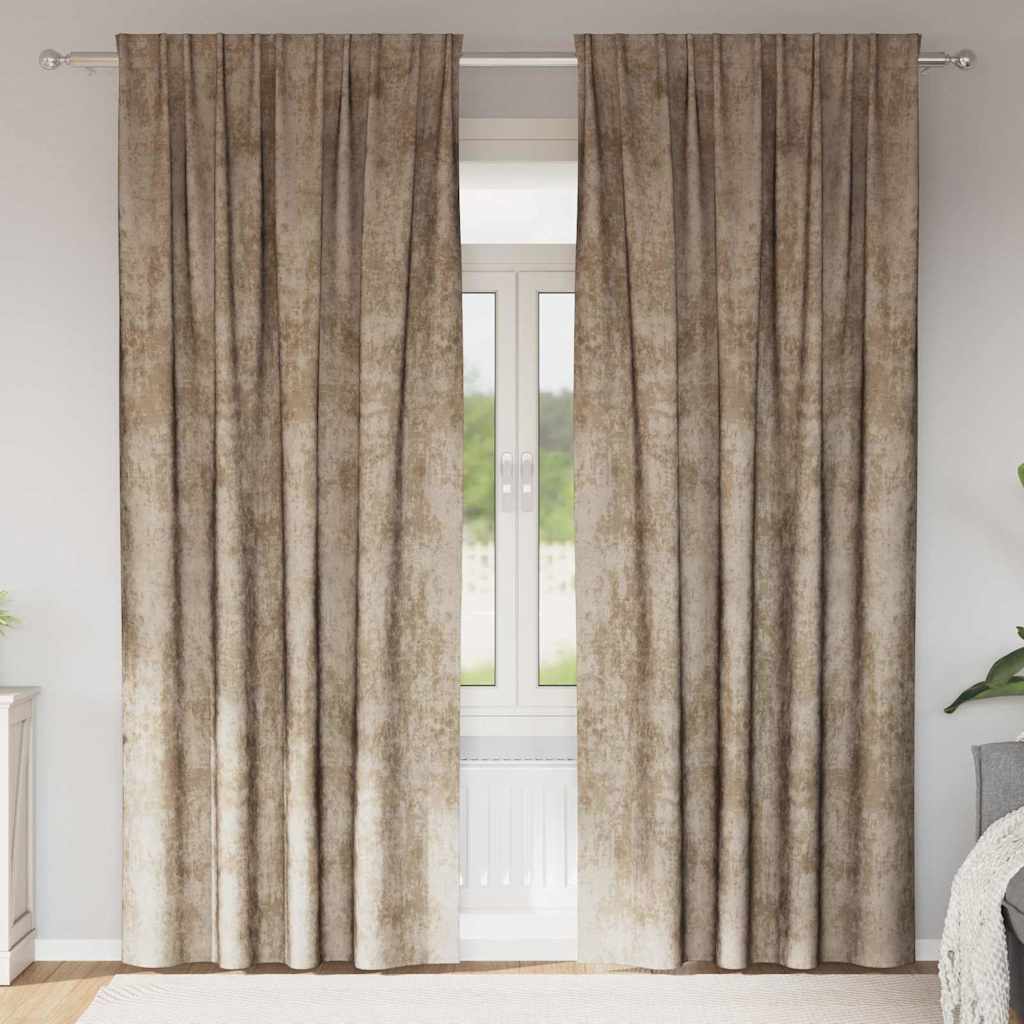 vidaXL Samtvorhänge 2 stk. Champagner 225 x 140 cm Samt beige