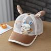 Baby Hat with Cartoon Candy Rabbit Ears-Shaped Embroidery. Five-Star Breathable Baseball Cap Made of All-Net Fabric with a Brim.