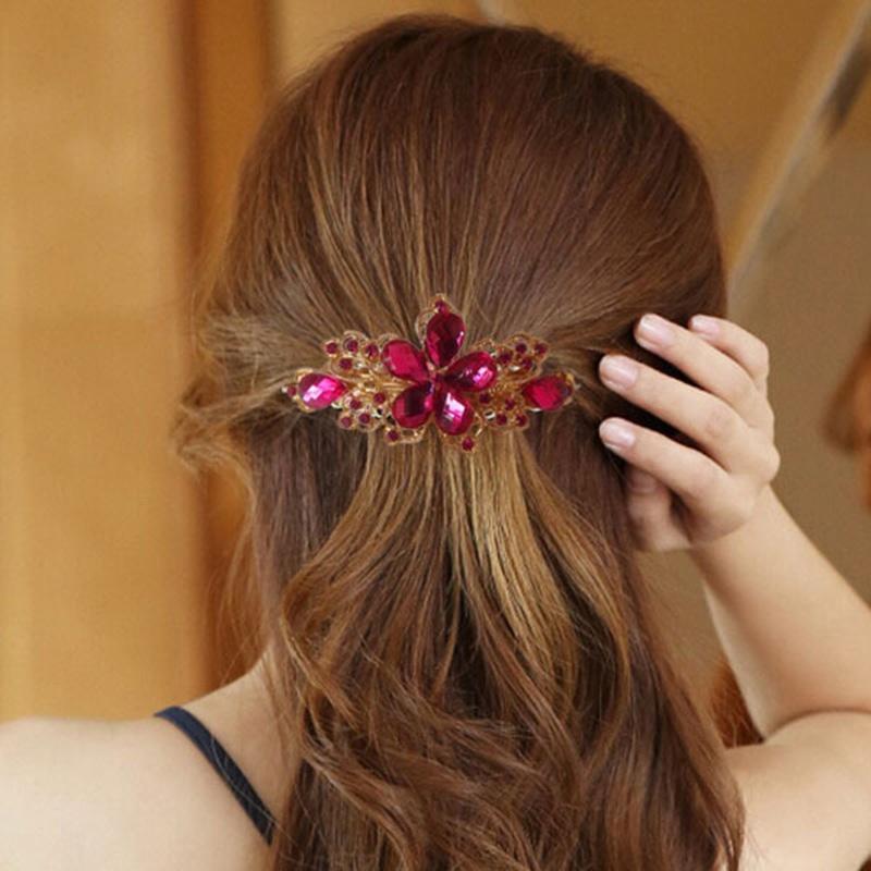Hair Clip Fashion Flower Barrette Clamp Hairpin Women Blue Crystal Rhinestone Hair Clip Fashion Flower Barrette Clamp Hairpin Women Blue Crystal Rhinestone