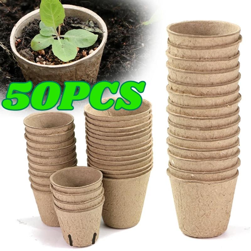 Degradable Paper Pulp Seedling Nursery Pots Eco Friendly Germination Planter Cups For Garden Flowers Herbs Orchard Plant Cultivation