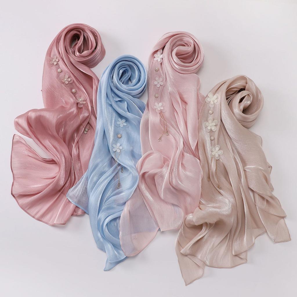 Handmade Flower Pendant Long Scarf Ethnic Headscarf For Women