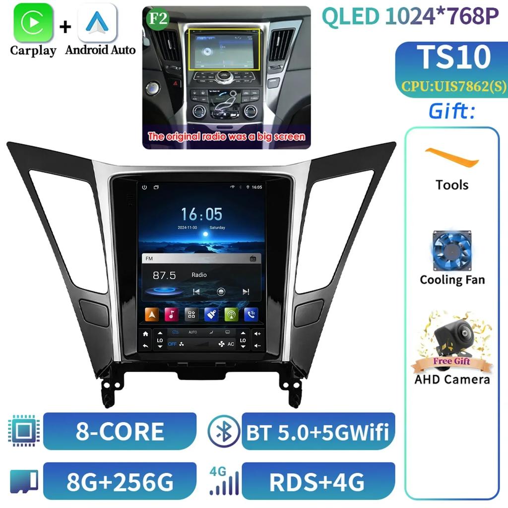 9.7inch Car Radio Multimedia Video GPS  For Hyundai Sonata Yf 8 2010-2018 Screen Android Stereo 4G  Wireless Navigation Stereo G