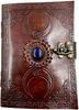 OVERDOSE Brown Moon Stone Leather Journal with Key Antique Handmade Deckle Edge Vintage Paper Leather Bound Sketchbook Notebook Inches X Cm - & -