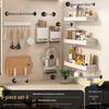 White Wall-Mounted Kitchen Rack: No-Drill Seasoning, Knife, and Chopsticks Organizer