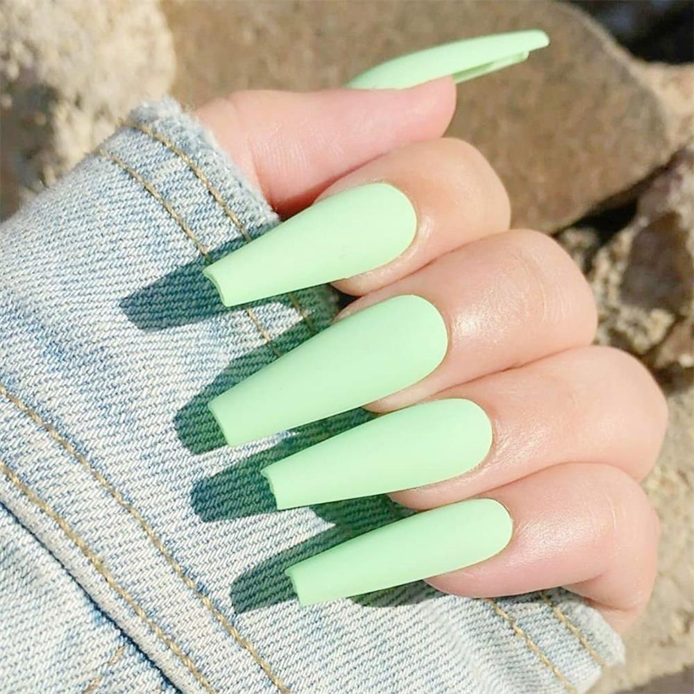24/100Pcs Candy Color False Nail Tips Full Cover Matte Acrylic Ballerina Fake Nails Tip DIY Beauty Manicure Extension Tools