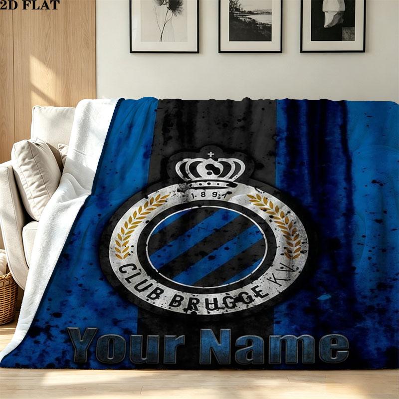 1PC Club Brugge KV Custom Name Patterned Flannel Blanket Suitable For All Seasons for Home Decor Warmth and Comfort Gifts Holiday Present