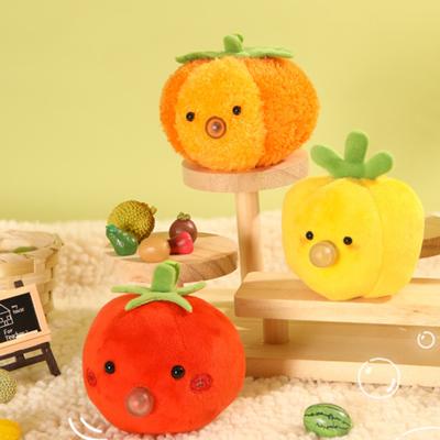 Porte-clés Peluche Légume Doux Animal en Peluche Compressible Anti-Stress Fidget
