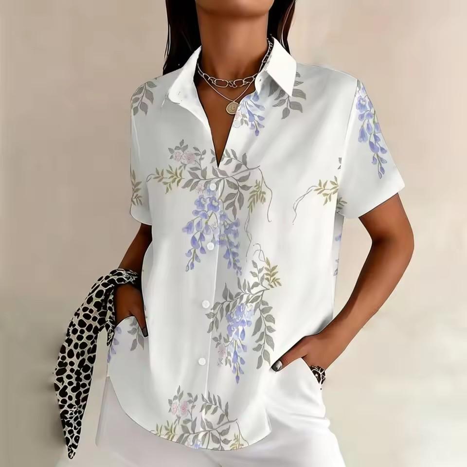 Plus Size Women's Printed Shirt, Summer Comfortable Regular Loose Fit, Commuting & Casual Versatile Shirt