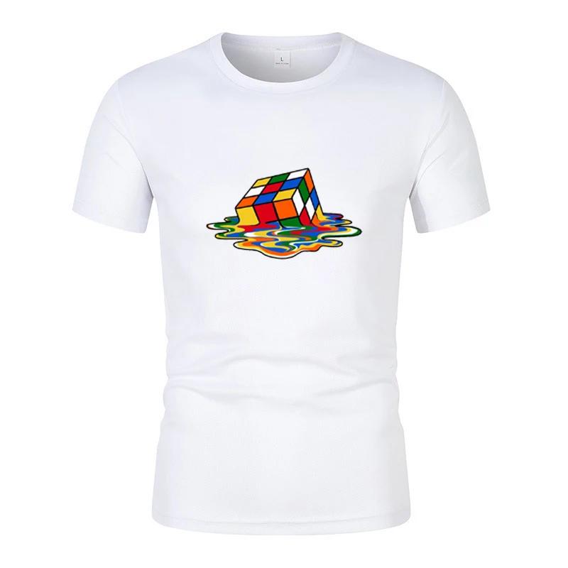Summer New Fashionable And Interesting Rubik'S Printed Men'S Short-Sleeved T-Shirt Harajuku Street Casual Unisex Sports Top