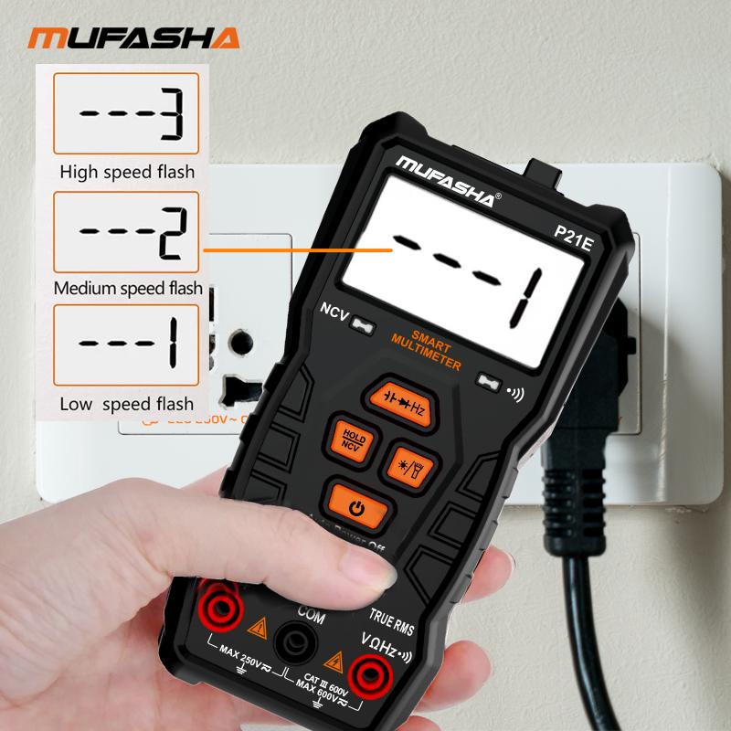 MUFASHA TRUE RMS Multimeter AC/DC Flashlight Digital 6000 COUNTS NCV Smart Multimeter High Precision Multimeter