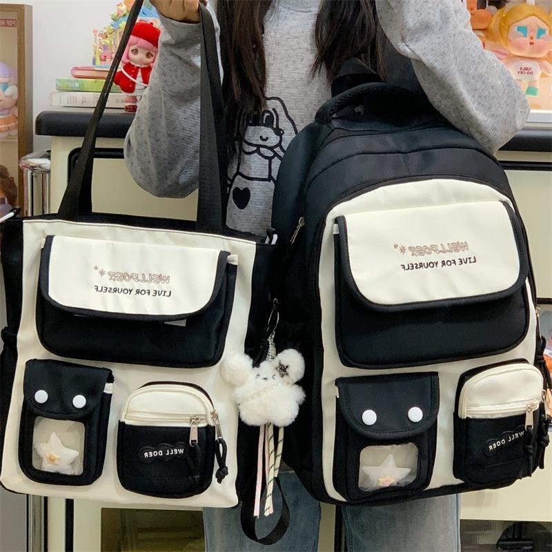 New college style student schoolbag large capacity candy color fresh high value travel lightweight versatile backpack