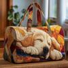 3D Dog Quilted Padded Travel Bag Fashion Print Yoga Tote Women