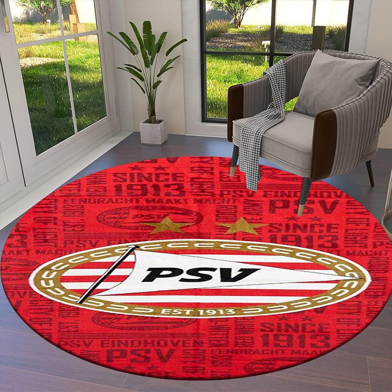 Philips Sport Vereniging Round Area Rug,Carpet Rug for Living Room Bedroom Sofa Playroom Decor,Non-slip Floor Mat