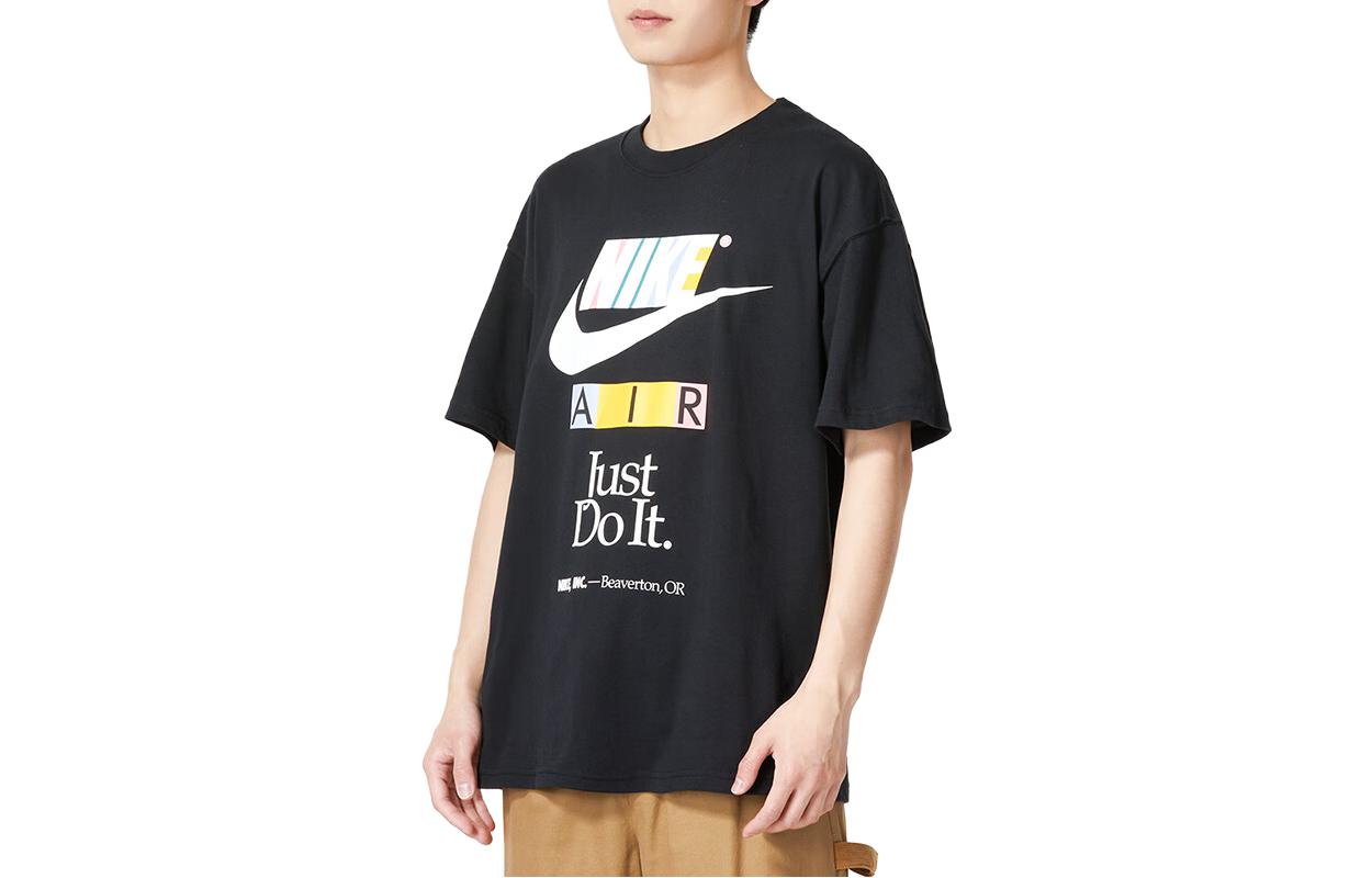 

Nike T Shirts Men s Black Crew Neck Moderate Straight Fit FB9779-010 L
