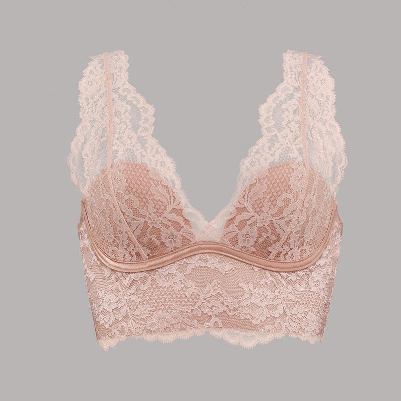 

Кружевное нижнее белье женское тонкое с непустой чашкой удобный бюстгальтер-майка со спинкой и бретелями S