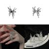 Unique Butterfly Open Ring With Black Zircon Stone For Women Trendy Fashion Accessory