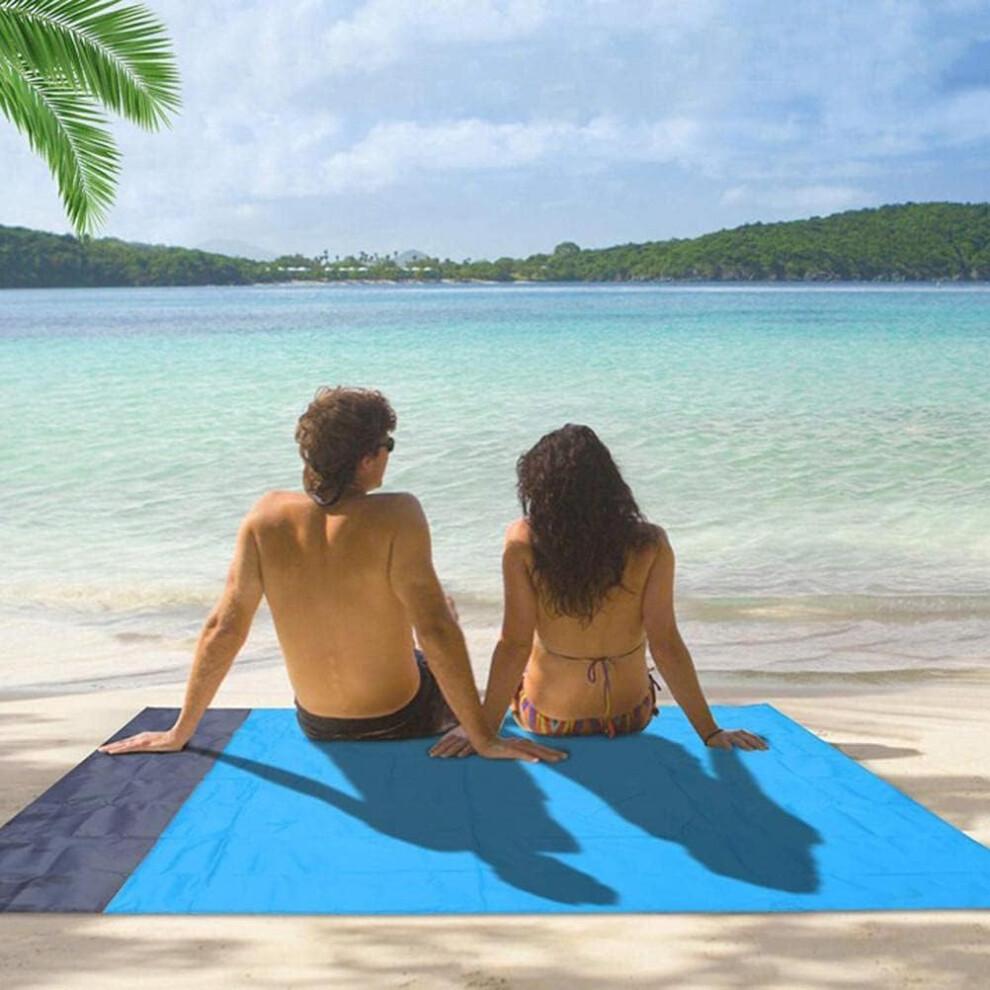 Oversized Portable Beach Blanket for 4-6 People, Fast Dry Waterproof Portable Picnic Mat, Sand Proof Mat for Travel, Camping, Hiking (78.7 X 55.1 Inc