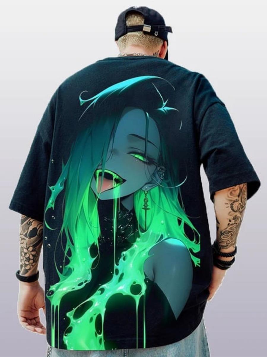 

Летняя новинка 3D японский аниме персонаж принт мужская повседневная футболка уличный тренд мужские топы большой размер свободный с короткими рукавами 2XL