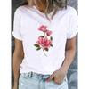 Cute Floral Print T-shirt Ladies Fashion Short-sleeved Clothing Casual Loose Top