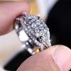 Crystal Female White Zircon Squarel Ring Set Fashion Vintage Silver Color Bridal Wedding Engagement  For Women