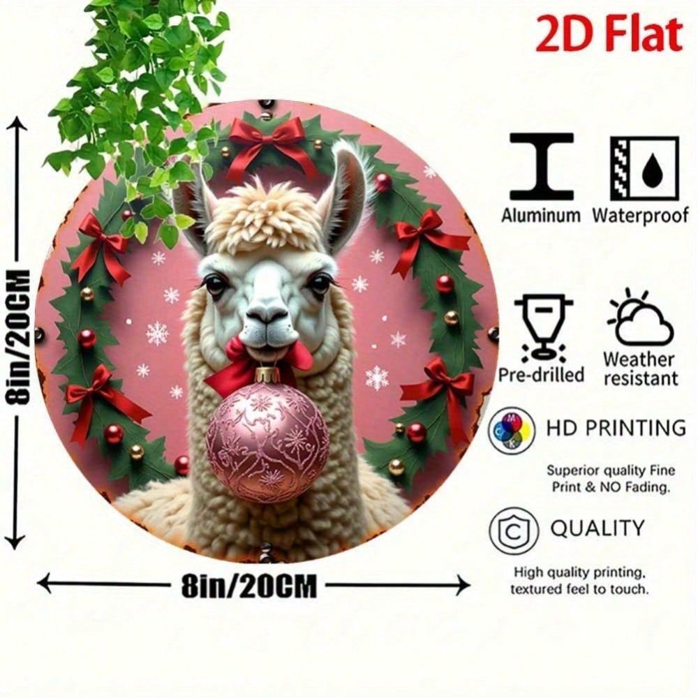 

Retro Round Tin Sign Moose with Red Bow Snowflake Wall Decor 8x8 Inch Durable Metal Plate for Home Kitchen Garden Bar Christmas Decoration 20x20 різнокольоровий