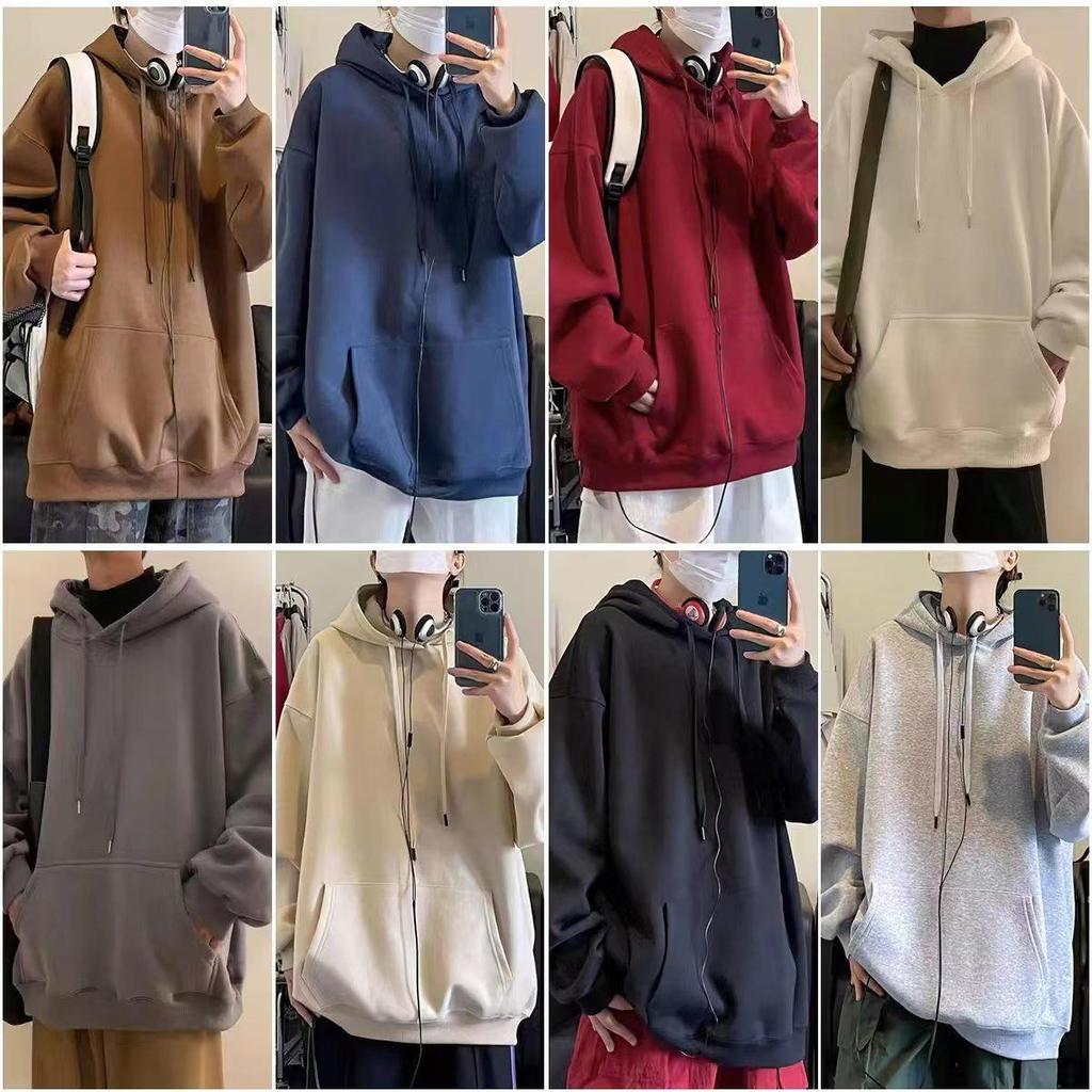 Trendiger Oversize-Hoodie für Herren: 300 g schwere chinesische Baumwolle, einfarbig, Westküsten-Stil, Unisex.