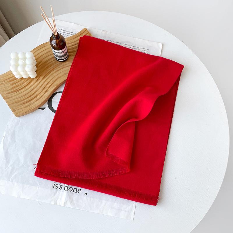 Red Scarf New Year'S Red Blessing Scarf Embroidery Logo Annual Meeting Scarf Winter Corporate Annual Meeting Opening Event Gifts