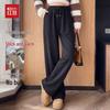 Hongdou Women's Cashmere Blend High-Waist Straight-Leg Pants