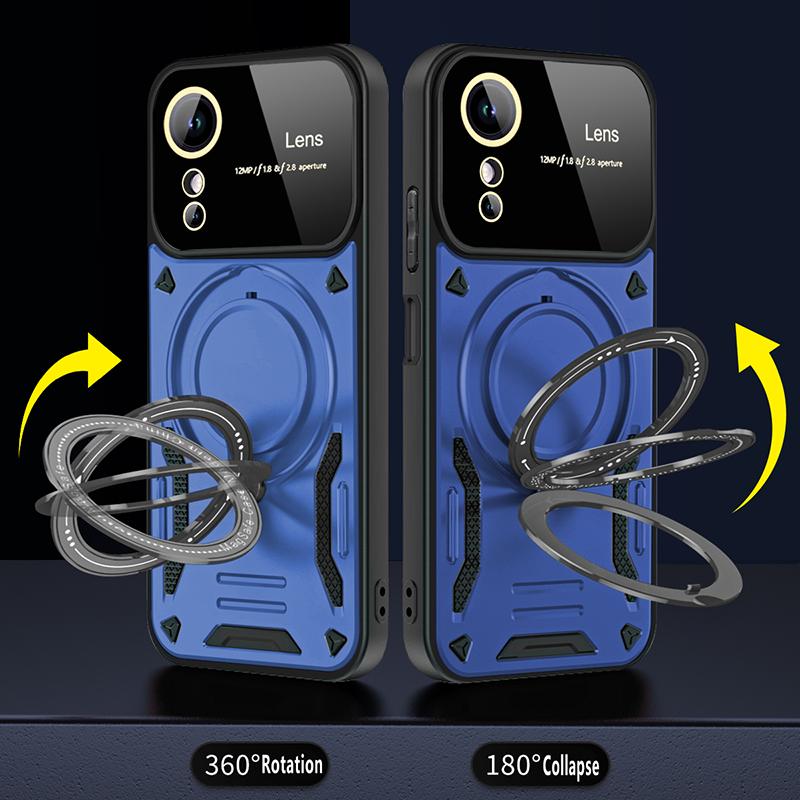 Magnetic Stand Military Grade Cases For OPPO A2 A5 A5X A17 A54 A57 A58 A77 A78 A79 A98 Shockproof Lens Protection Armor Case