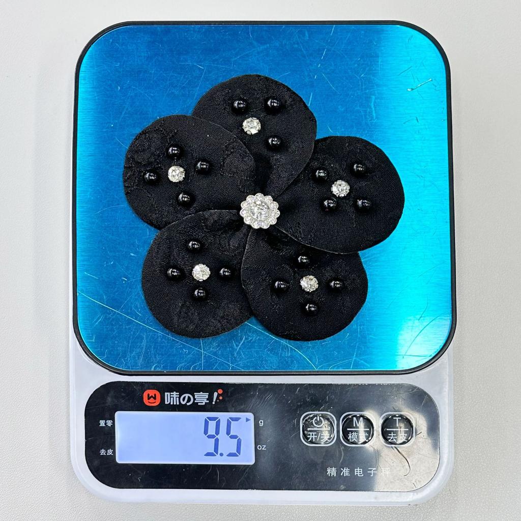 Black And White Two-Color Five-Petaled Flower Bead Cloth Sticker Clothing Corsage Shoes And Hats Headgear Accessories