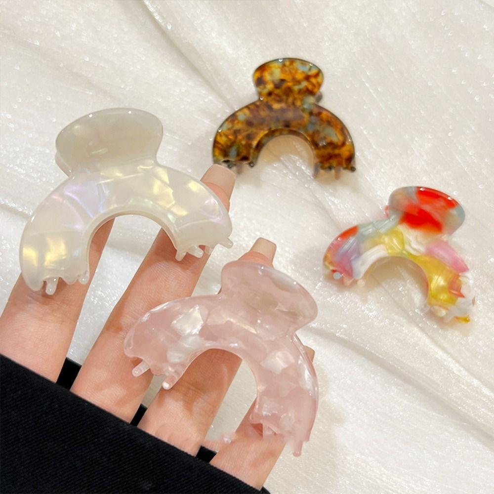 Small Acetic Acid Hair Claw Arch Shape Geometry Hair Crab Clip Fashion Retro Shark Clip  Daily