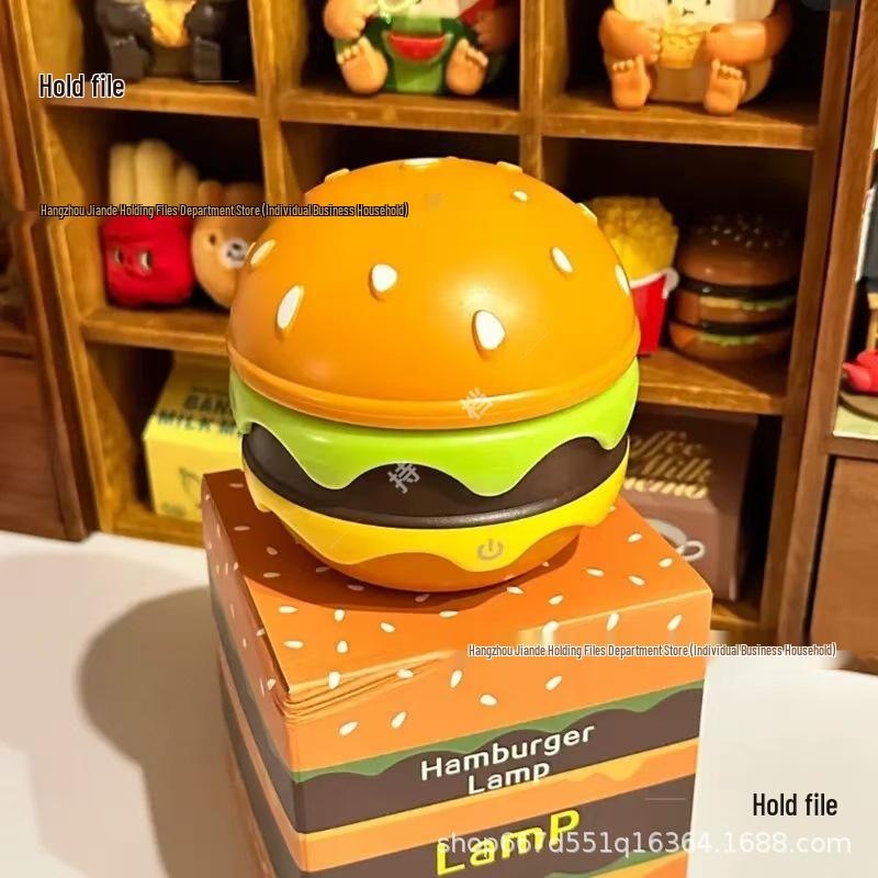 Hamburger Night Light with Pencil Sharpener: Rechargeable Mini Desk Lamp for Children