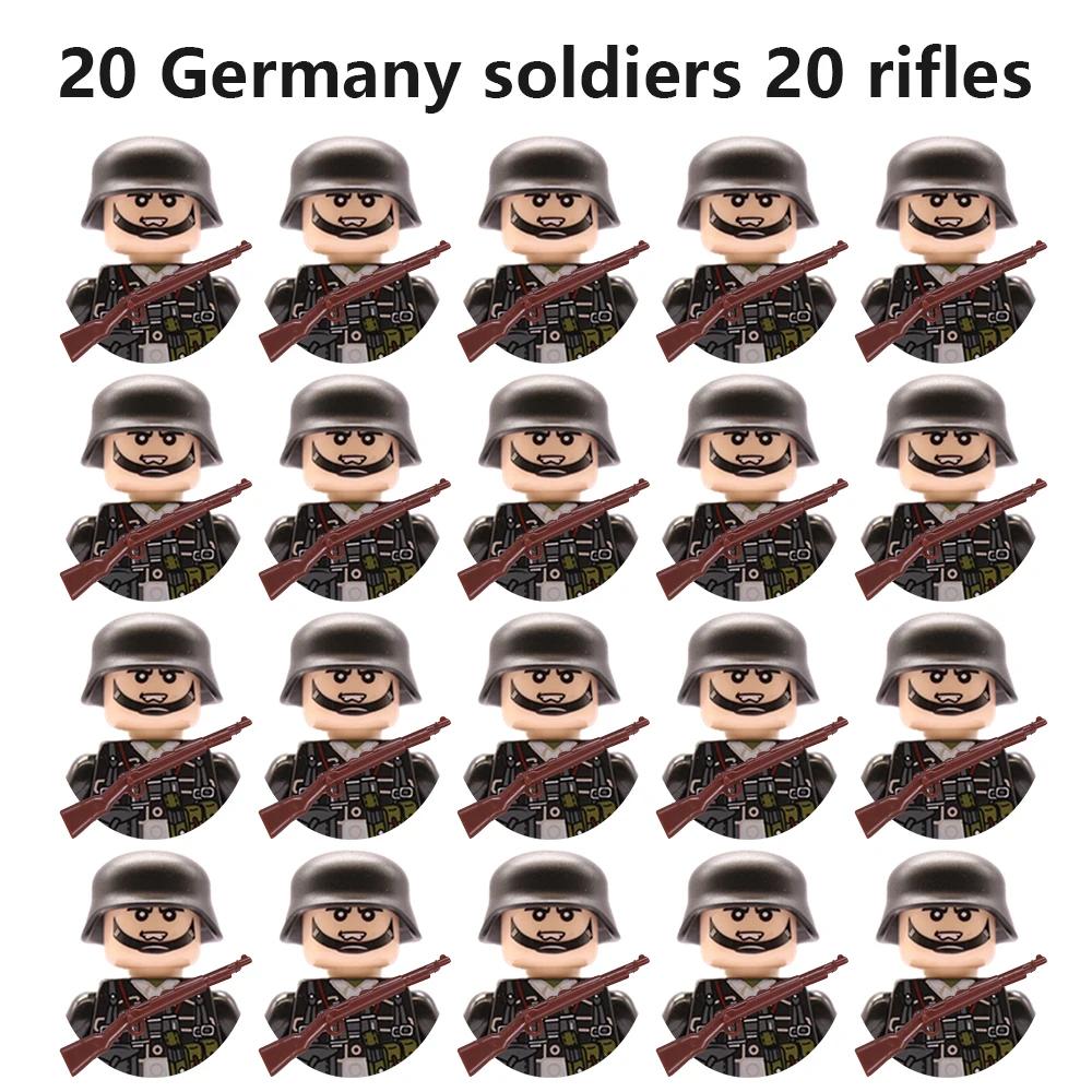 20Pcs/Set WW2 Military Soldier Array Soviet US UK France Japan Canada Italy China Building Blocks Action Figure Bricks Kids Toy