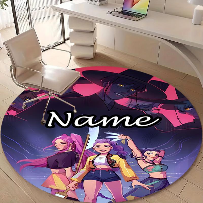 Personalized K-KPop Demon Hunters Round Chair Office Rug - Perfect for Mat, Office Chair & More - Ideal Gift for Birthdays and Holidays